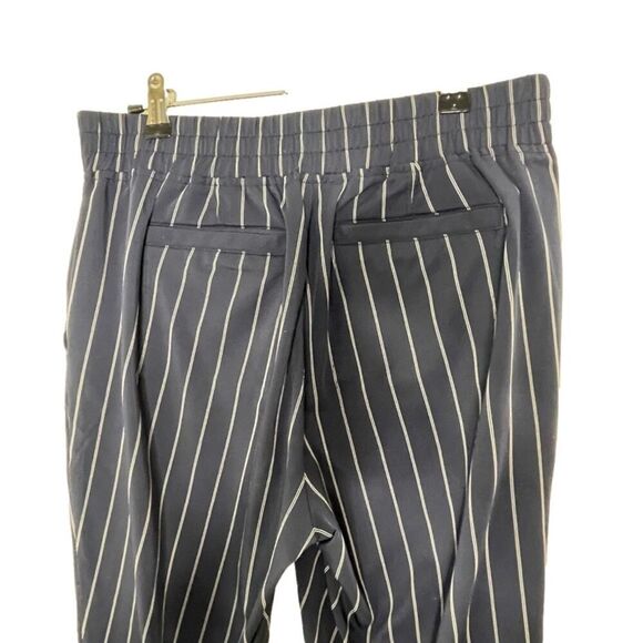 Athleta Poly Spandex Stretch Pin Striped midtown Jogger Pants Navy Blue 6 #AI - Picture 5 of 8